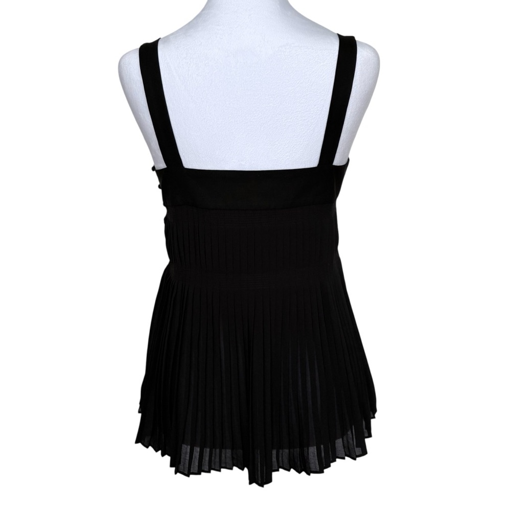 Theory Black Women’s Pleated Strap Top Size Medium Dark Romantic - Picture 2 of 7